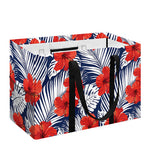 Red Hibiscus Tropical Pattern Print Utility Tote Bag
