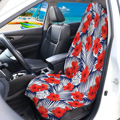 Red Hibiscus Tropical Pattern Print Waterproof Car Seat Cover