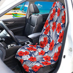 Red Hibiscus Tropical Pattern Print Waterproof Car Seat Cover