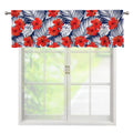 Red Hibiscus Tropical Pattern Print Window Valance
