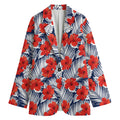 Red Hibiscus Tropical Pattern Print Women's Blazer