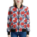 Red Hibiscus Tropical Pattern Print Women's Bomber Jacket