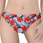 Red Hibiscus Tropical Pattern Print Women's Thong