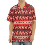 Red Indian Elephant Pattern Print Aloha Shirt
