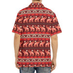 Red Indian Elephant Pattern Print Aloha Shirt