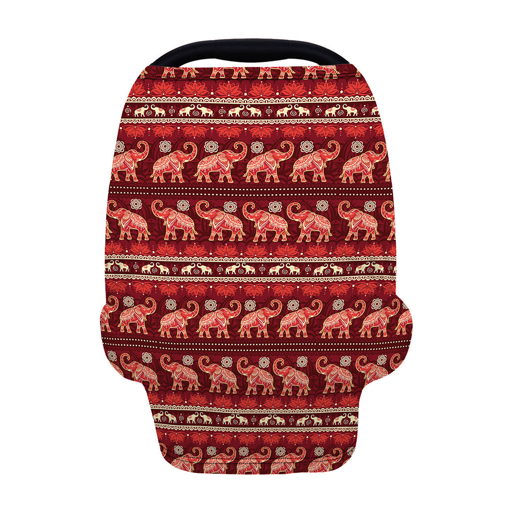 Red Indian Elephant Pattern Print Baby Seat Cover