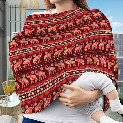 Red Indian Elephant Pattern Print Baby Seat Cover