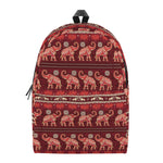 Red Indian Elephant Pattern Print Backpack