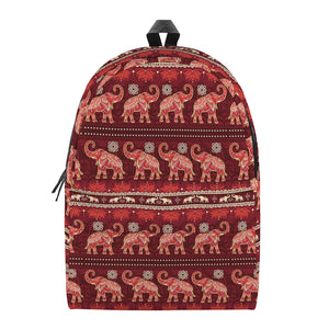 Red Indian Elephant Pattern Print Backpack