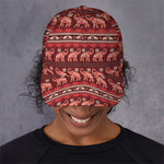 Red Indian Elephant Pattern Print Baseball Cap