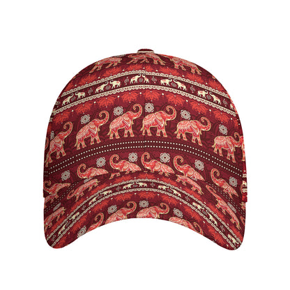 Red Indian Elephant Pattern Print Baseball Cap