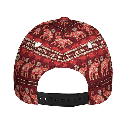 Red Indian Elephant Pattern Print Baseball Cap