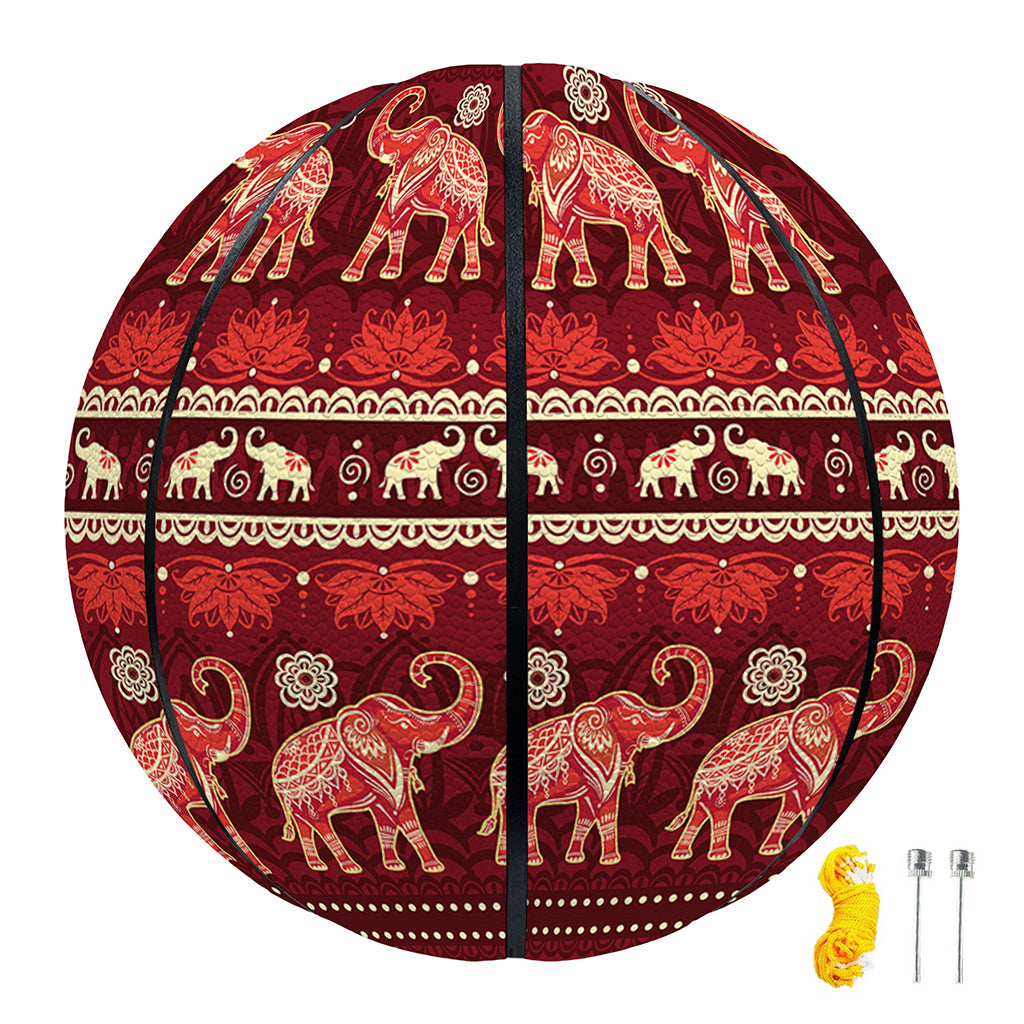Red Indian Elephant Pattern Print Basketball