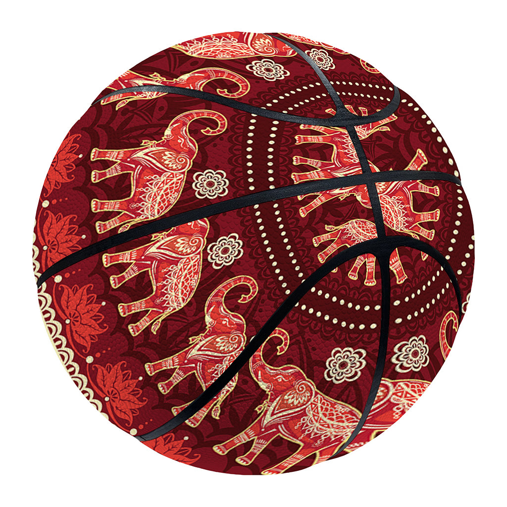 Red Indian Elephant Pattern Print Basketball