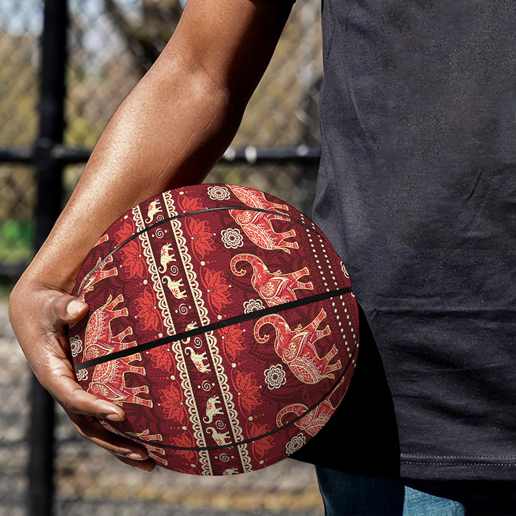 Red Indian Elephant Pattern Print Basketball