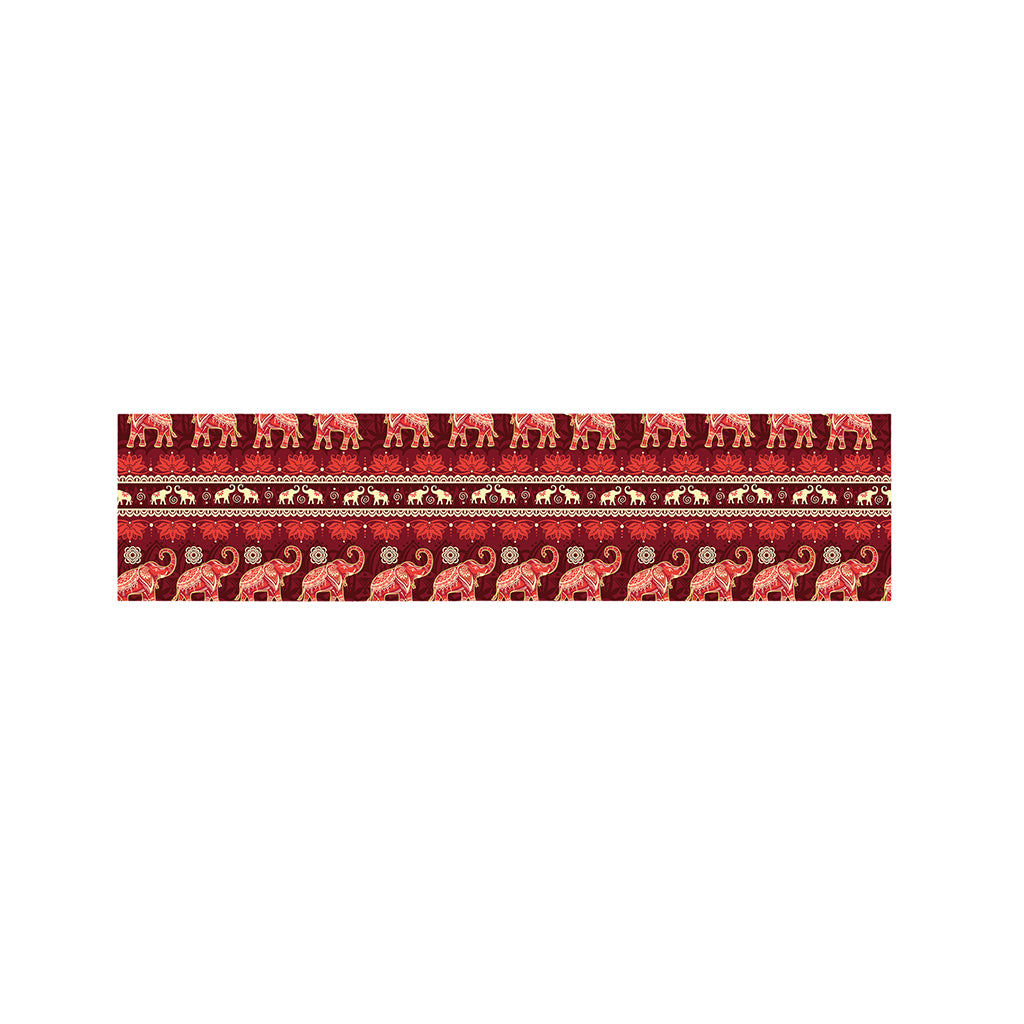 Red Indian Elephant Pattern Print Bed Runner