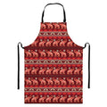 Red Indian Elephant Pattern Print Bib Apron With Pocket