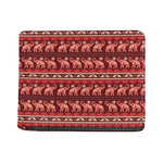 Red Indian Elephant Pattern Print Bifold Wallet