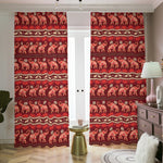 Red Indian Elephant Pattern Print Blackout Pencil Pleat Curtains