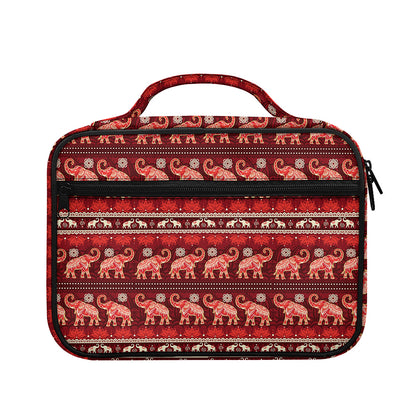 Red Indian Elephant Pattern Print Briefcase Bible Bag