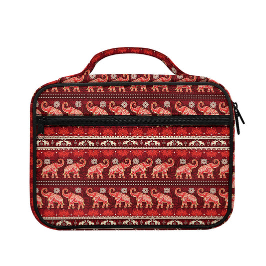 Red Indian Elephant Pattern Print Briefcase Bible Bag