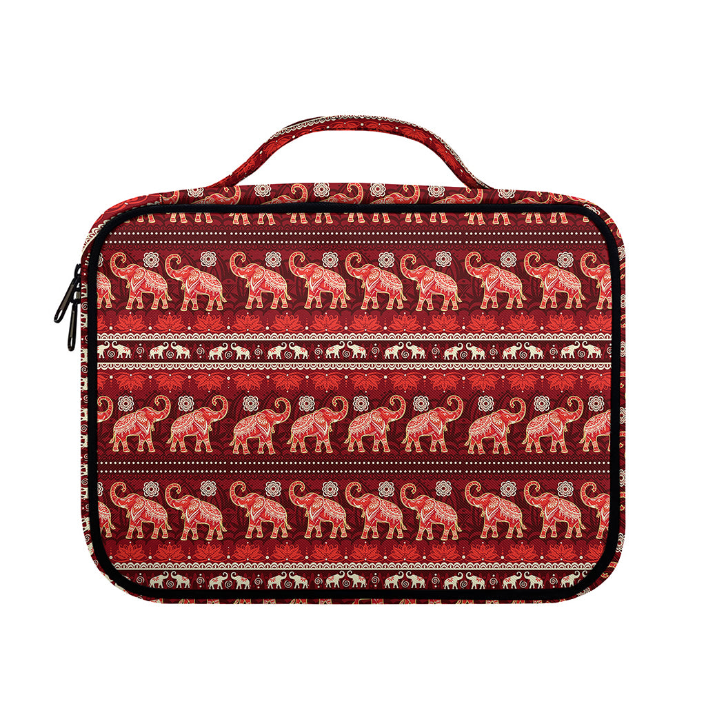 Red Indian Elephant Pattern Print Briefcase Bible Bag