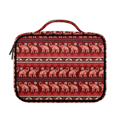 Red Indian Elephant Pattern Print Briefcase Bible Bag
