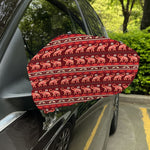 Red Indian Elephant Pattern Print Car Side Mirror Covers