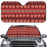 Red Indian Elephant Pattern Print Car Windshield Sun Shade