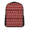 Red Indian Elephant Pattern Print Casual Backpack