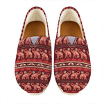 Red Indian Elephant Pattern Print Casual Shoes