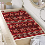 Red Indian Elephant Pattern Print Changing Pad Cover