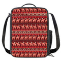Red Indian Elephant Pattern Print Crossbody Lunch Bag