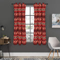 Red Indian Elephant Pattern Print Grommet Curtain Panels