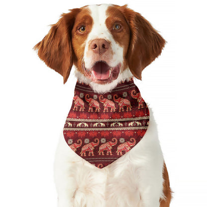 Red Indian Elephant Pattern Print Dog Bandana