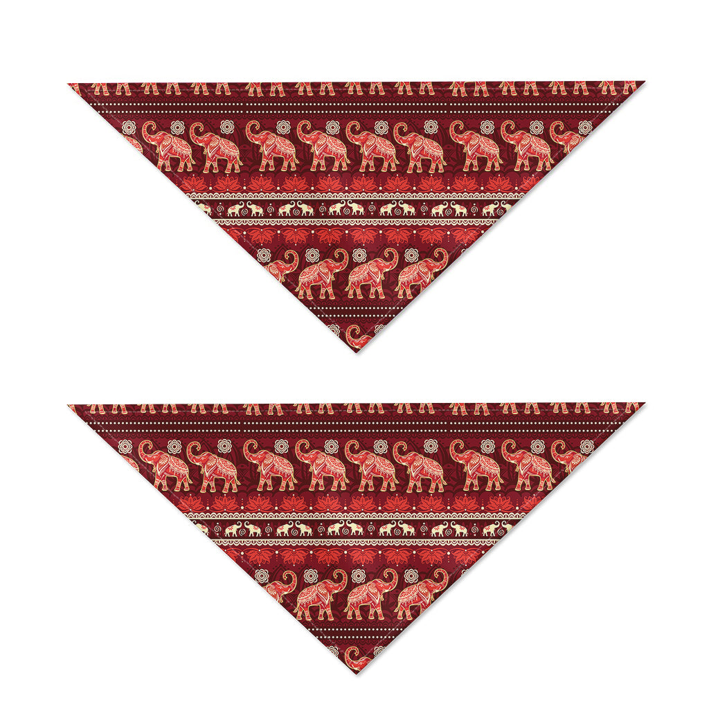 Red Indian Elephant Pattern Print Dog Bandana