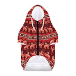 Red Indian Elephant Pattern Print Dog Zip Up Hoodie