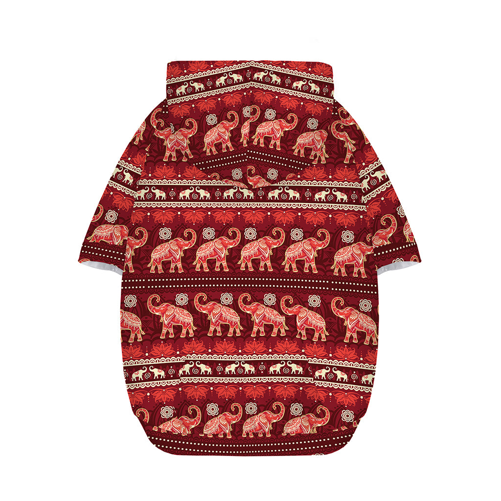 Red Indian Elephant Pattern Print Dog Zip Up Hoodie