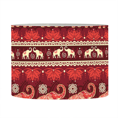 Red Indian Elephant Pattern Print Drum Lamp Shade