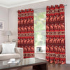 Red Indian Elephant Pattern Print Extra Wide Grommet Curtains