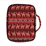 Red Indian Elephant Pattern Print Front Pocket Bible Bag