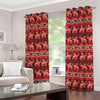 Red Indian Elephant Pattern Print Grommet Curtains