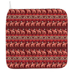 Red Indian Elephant Pattern Print Hand Towel