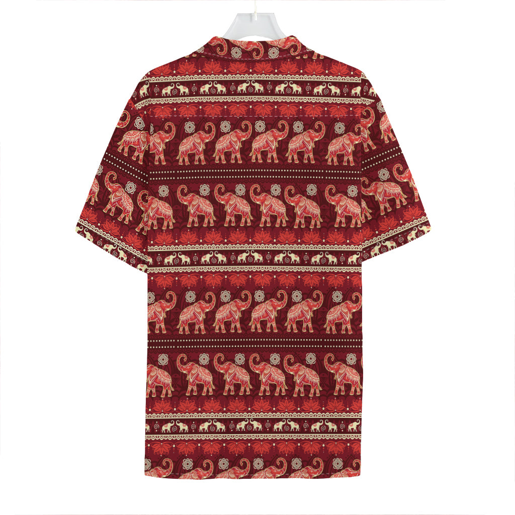 Red Indian Elephant Pattern Print Hawaiian Shirt