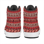 Red Indian Elephant Pattern Print High Top Leather Sneakers
