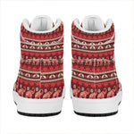 Red Indian Elephant Pattern Print High Top Leather Sneakers