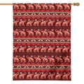 Red Indian Elephant Pattern Print House Flag