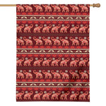 Red Indian Elephant Pattern Print House Flag