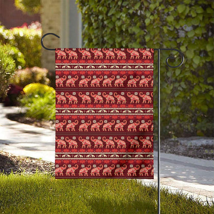 Red Indian Elephant Pattern Print House Flag