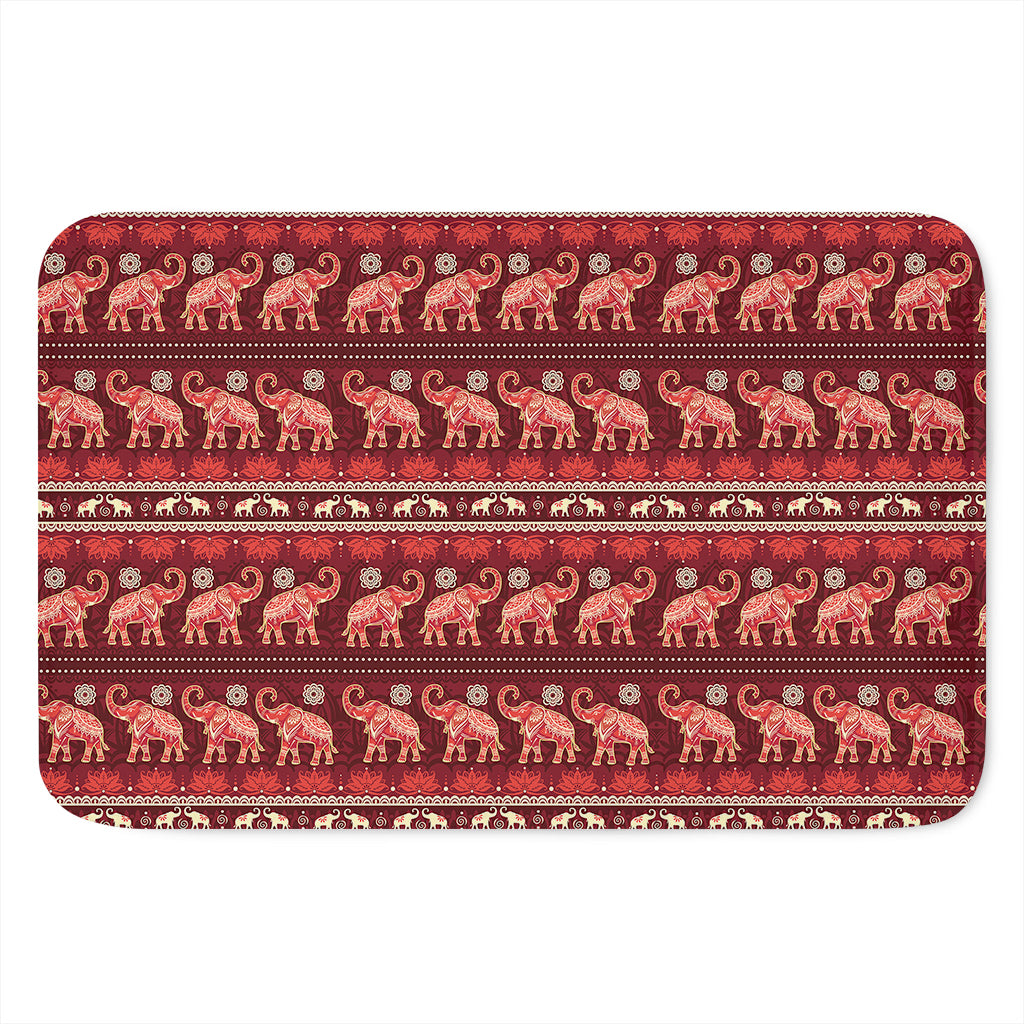 Red Indian Elephant Pattern Print Indoor Door Mat